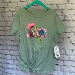 Girls Flip Sequin Side Tie Tee